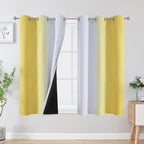 Estelar Textiler Yellow and Greyish White Ombre Blackout Curtains 45 Inch by ESTELARTEXTILER