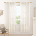 LAMIT Cream Linen Boho Curtains, 78 inch Length, 2 Panels, Light Filtering Semi by LAMIT
