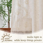 jinchan Belrose Linen Curtains for Bedroom Floral Curtains 108 Inch Length - Image 5