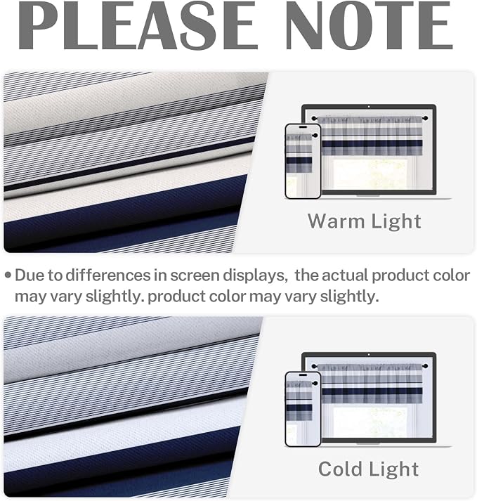 Emvency 2 Pack Valances Window Treatments, Striped Navy Nautical Minimalist - Image 6