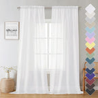 Lecloud White Sheer Curtains 90 Inches Long 2 Panels, Farmhouse Voile Window by Lecloud