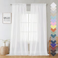 Lecloud Sheer White Curtains 96 Inches Long 2 Panels, Farmhouse Soft Voile by Lecloud