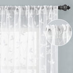 HOMEIDEAS White Sheer Curtains 52 X 96 Inches Length 2 Panels Embroidered Vine - Image 5