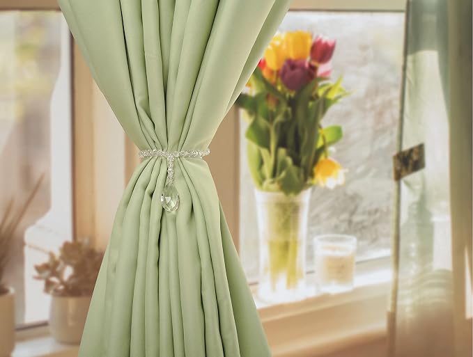 SUQ I OME 1 Pair of Luxury Crystal Beaded Magnetic Curtain Tieback and Holdback - Image 4