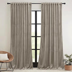 RYB HOME Taupe Velvet Curtains 84 inches Length - Image 2