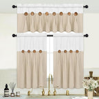 Boho Kitchen Curtains 36 Inch Length, Farmhouse Cotton Linen Tier Curtains - Image 3