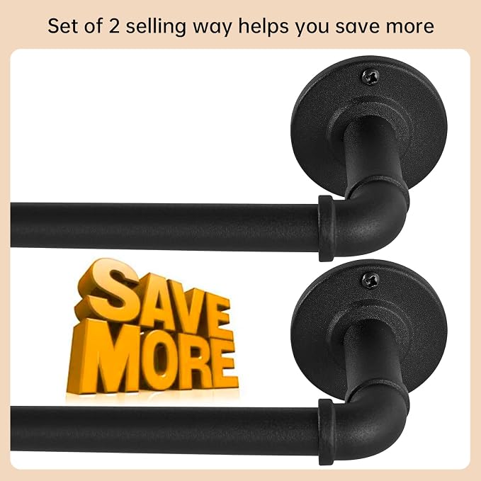 2 Pack Industrial Curtain Rods for Windows 48 to 84 Inches, for Indoor and - Image 2