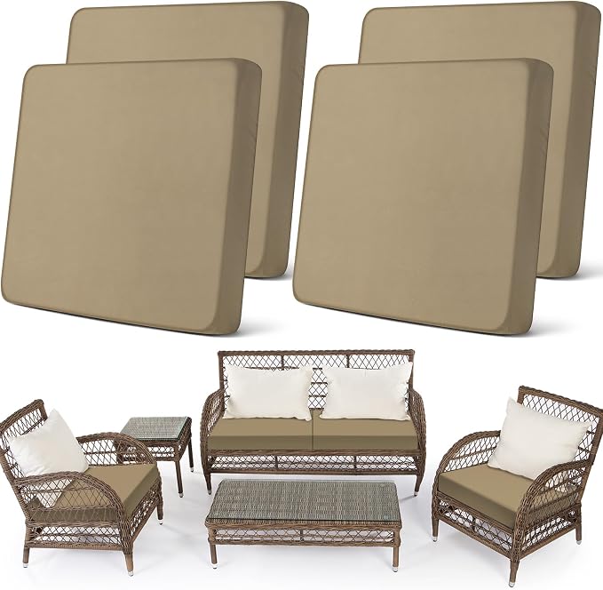 Newwiee Set of 4 Stretch Patio Cushion Covers Sofa Couch Seat Chair Slipcovers by Newwiee