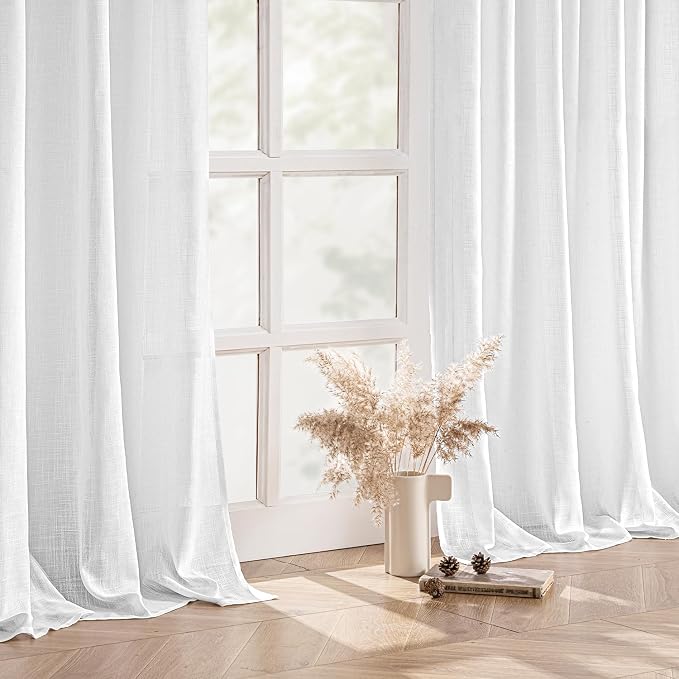 MIULEE White Linen Curtains 78 Inch Long 2 Panels - Image 5