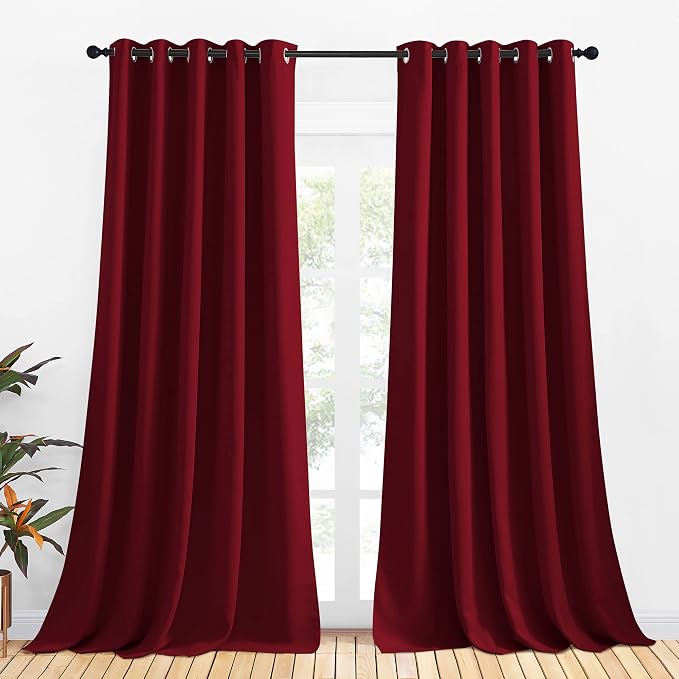 NICETOWN Christmas Burgundy Window Curtains Blackout Drapes, Thermal Insulated by NICETOWN