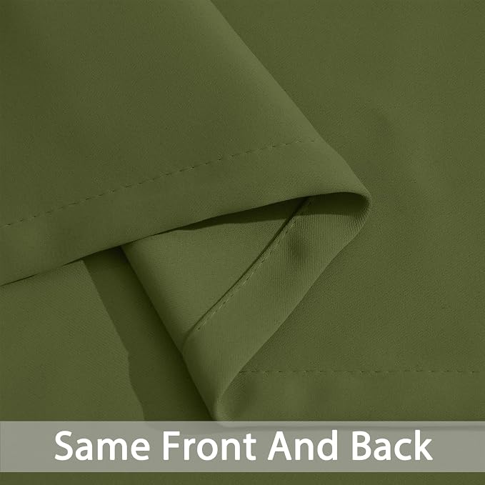 Yakamok Olive Green Blackout Curtains-Room Darkening Green Thermal Insulated - Image 4