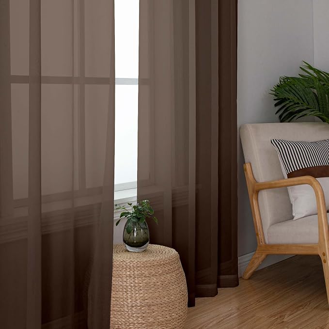 OWENIE Sheer Curtains 72 Inches Long 2 Panels Set, Light Filtering Sheer - Image 5