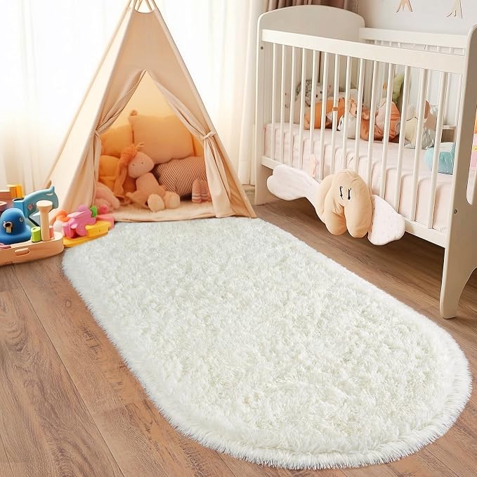 Pionblank Fluffy Oval Rug for Bedroom 2.6x5.3, Shag Throw Rugs for Bedside - Image 4