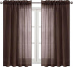 DWCN Brown Sheer Curtains Semi Transparent Voile Rod Pocket Curtains - Image 9