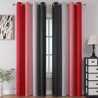Estelar Textiler Black and Red Ombre Blackout Curtains 90 Inches Long 2 Panels - Image 2