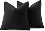 MIULEE Decorative Linen Euro Sham Pillow Covers 22x22 Inch Black Boho Farmhouse - Image 6