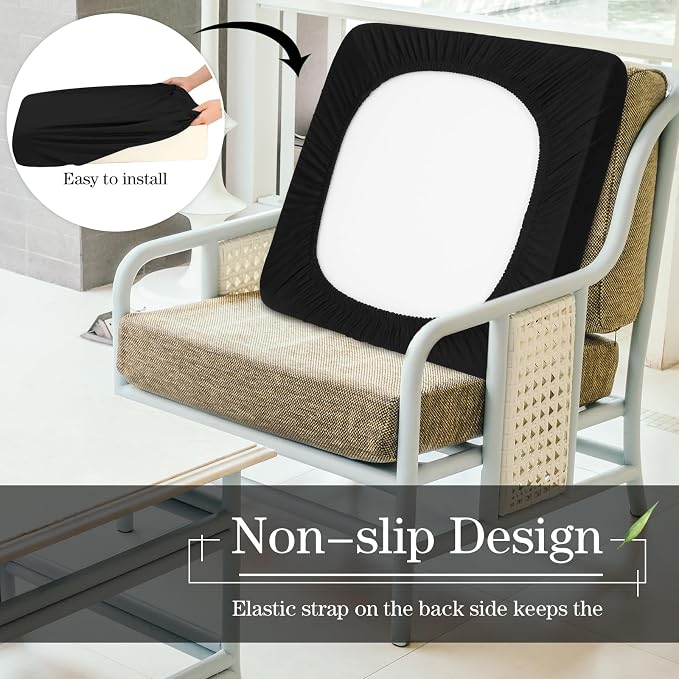 Newwiee Set of 4 Stretch Patio Cushion Covers Sofa Couch Seat Chair Slipcovers - Image 4