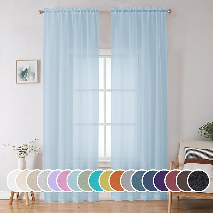 OWENIE Sheer Curtains 96 inches Long by OWENIE