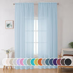 OWENIE Sky Blue Sheer Curtains 90 Inches Long by OWENIE