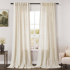 Nanspring Warm Beige Linen Curtains 108 Inches Long by Nanspring