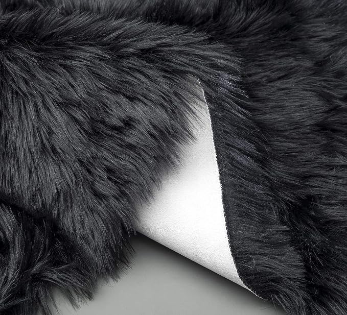 Ciicool Faux Sheepskin Rugs Soft Faux Fur Rugs Black Fluffy Chair Couch Cover - Image 6