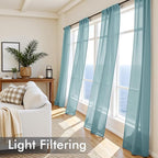 MIULEE Dusty Blue Sheer Curtains 90 Inches Long, 4 Panels Set, Light Filtering - Image 4