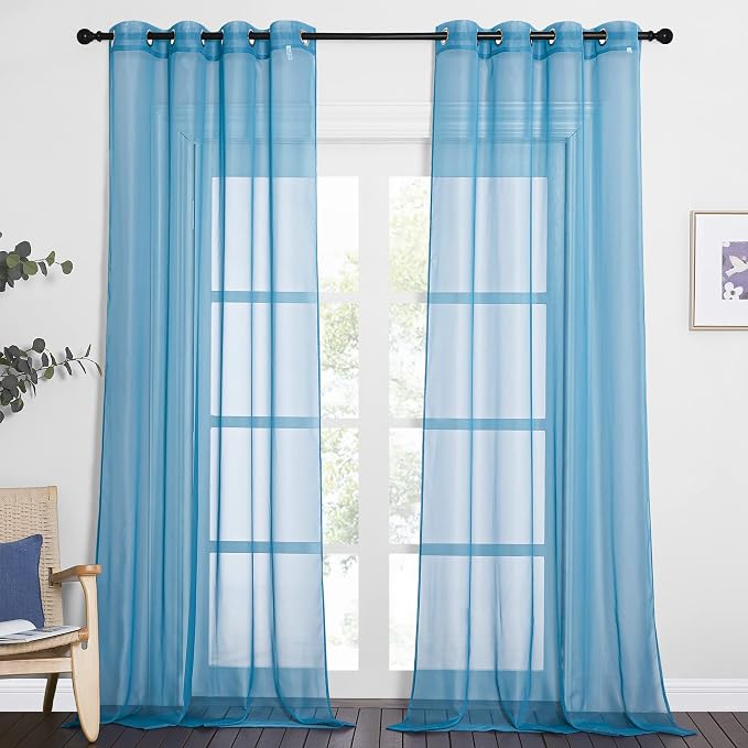 NICETOWN Living Room Sheer Curtains 96 inch Length, Grommet Airy Voile Sheer by NICETOWN