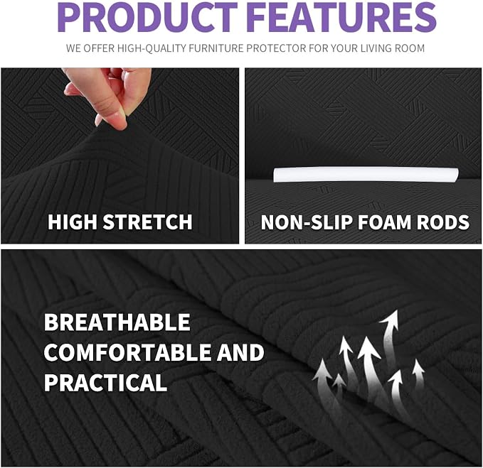ZNSAYOTX Super Stretch Sofa Cover, New Striped Sofa Covers Fitted Slipcovers - Image 4
