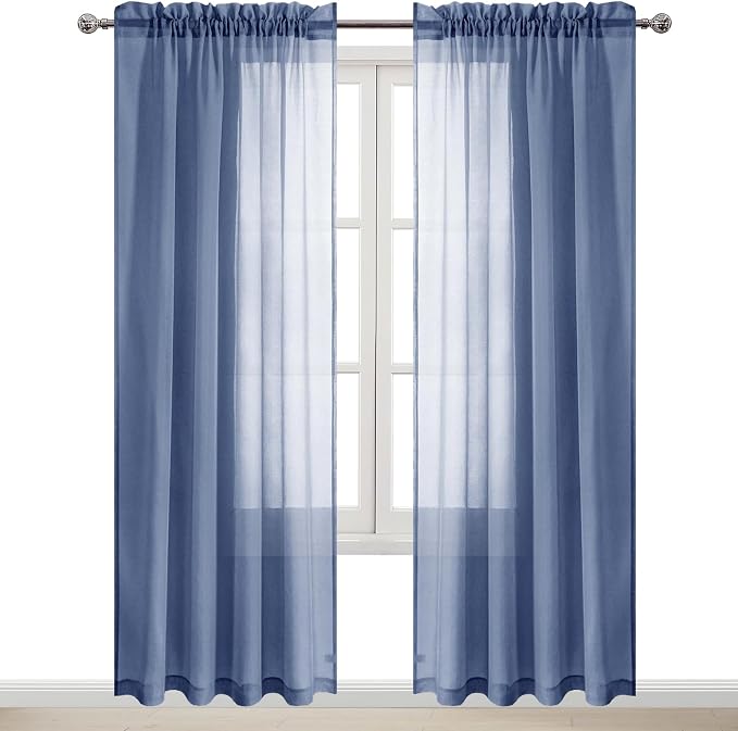 DWCN Sheer Curtains Semi Transparent Voile Rod Pocket Curtains - Image 9