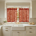 MIULEE Terracotta Sheer Curtains 2 Panels Embroidered Leaf Patterned burnt by MIULEE