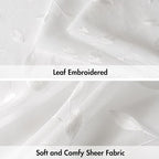 MIULEE White Sheer Curtains 2 Panels Embroidered Leaf Patterned Rod Pocket - Image 4