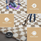 Large Shag Area Rug for Bedroom, 9x12 Ft Beige and White Area Rug Classic - Image 6