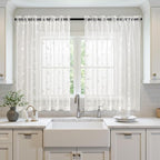 MIULEE Ivory Sheer Kitchen Curtains 30x36 Inches Length 2 Panels Embroidered - Image 7