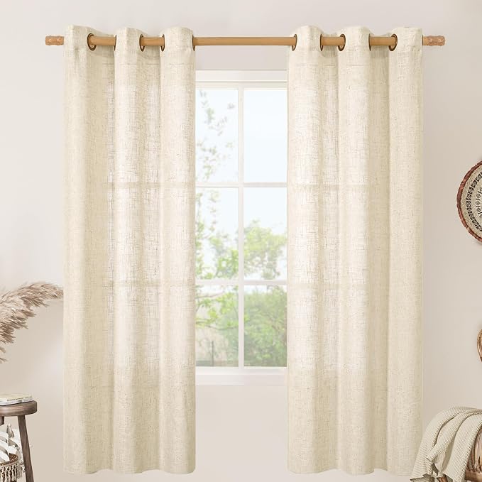 LAMIT Linen Semi Sheer Curtains 72 Inches Long by LAMIT