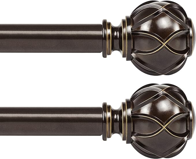 KAMANINA 2 Pack Curtain Rods for Windows 48 to 84 Inch, Antique Bronze Heavy by KAMANINA
