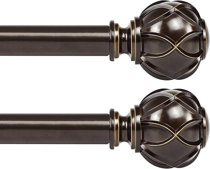 KAMANINA Single Curtain Rod 32 to 58 Inch, 7/8 Inch Antique Bronze Adjustable by KAMANINA