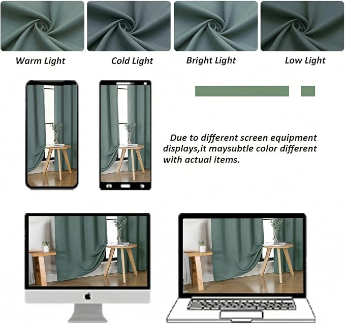 Simplebrand Ava Dark Green Short 36 Inches Blackout Curtain 2 Panels Set - Image 8