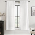 White Linen Curtains 63 inch Length 2 Panel Set by Jolilight