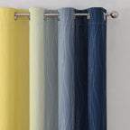 Estelar Textiler Navy Blue and Yellow Blackout Curtains 63 Inch Length 2 Panels - Image 4