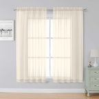 Simplebrand Cream Sheer Curtains, 2 Panels Set by Simplebrand