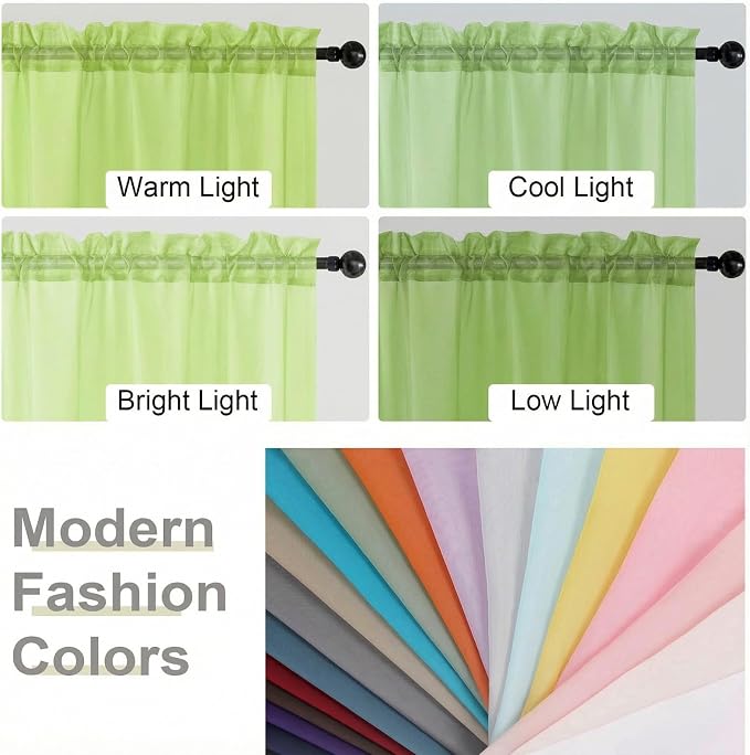 Sheer Curtains 63 Inch Length 2 Panels Set - Image 7