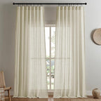 Joydeco Linen Curtains 108 Inch Length 2 Panel Sets, Light Filtering Curtains by JOYDECO