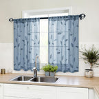 HOMEIDEAS Stone Blue Sheer Kitchen Curtains 30 X 24 Inch Length 2 Panels - Image 7