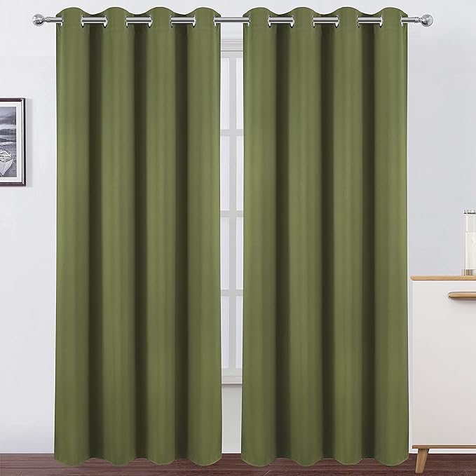 LEMOMO Olive Green Blackout Curtains/52 x 84 Inch Long/Set of 2 Curtain by Lemomo
