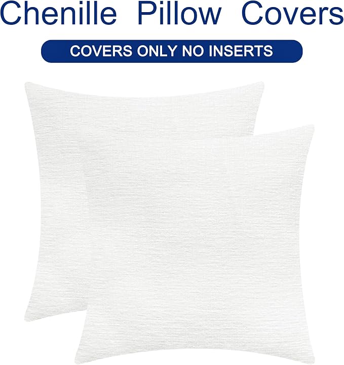 CaliTime Throw Pillow Covers Decorative 22 X 22 Inches Pack of 2 Cozy Chenille - Image 6