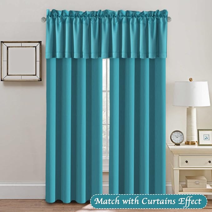 H.VERSAILTEX Blackout Valances for Windows, Turquoise Blue - Image 3