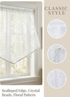 Molaxhome Swag Curtain 51 inch Length Rod Pocket Scalloped Curtain Valance - Image 6