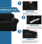 H.VERSAILTEX Modern Velvet Plush 4 Piece High Stretch Sofa Slipcover Sofa Cover - Image 3