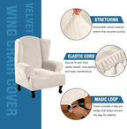 H.VERSAILTEX Wingback Chair Covers Velvet Plush Wing Chair Slipcover 1 Piece - Image 2