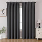 CUCRAF Dark Grey Blackout Curtains 72 inch Length 2 Panels Set, Rod Pocket Room by CUCRAF